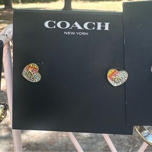 NWT COACH RAINBOW SUD EARRINGS